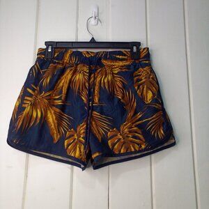 H & M Shorts Women S Mesh Liner Running Drawstring Tropical Blue Brown